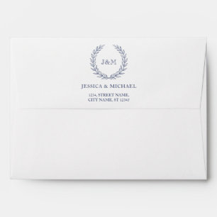 Elegant Classy Navy Blue Wedding Monogram Envelope