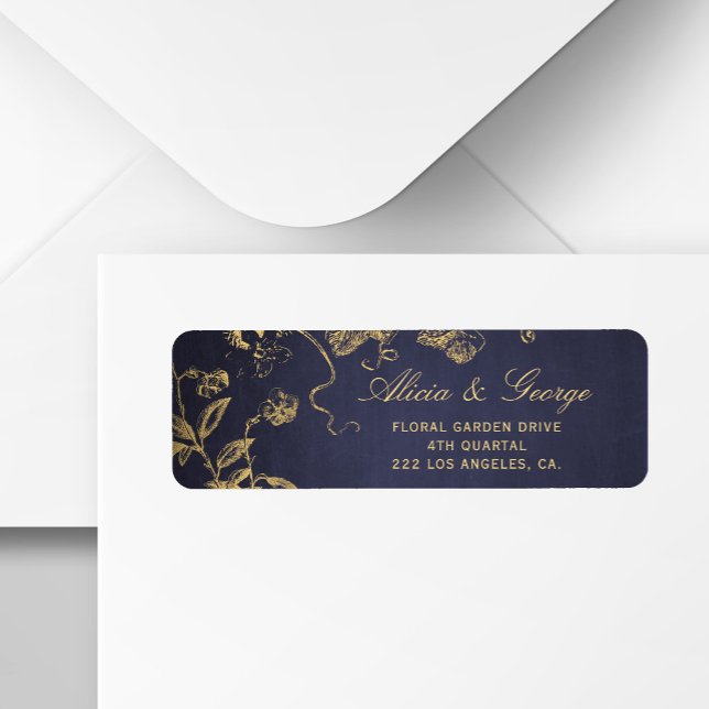 Elegant classy navy gold vintage rsvp wedding (Creator Uploaded)