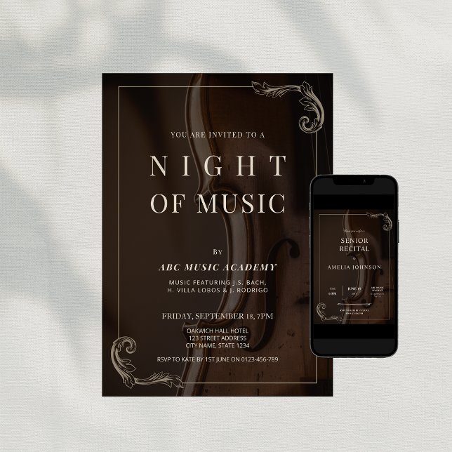 Elegant Classy Night of Music Performance Invitation (Elegant Classy Night of Music Performance Invitation)