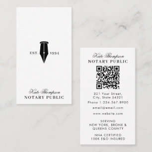 Elegant Classy Notary Signing Agent QR Code Simple Business Card