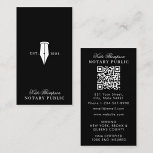 Elegant Classy Notary Signing Agent QR Code Simple Business Card