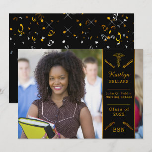 Elegant Classy Nursing   Medical School Graduation Invitation