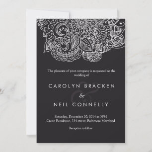 Elegant Classy Paisley Pattern Floral Wedding Invitation