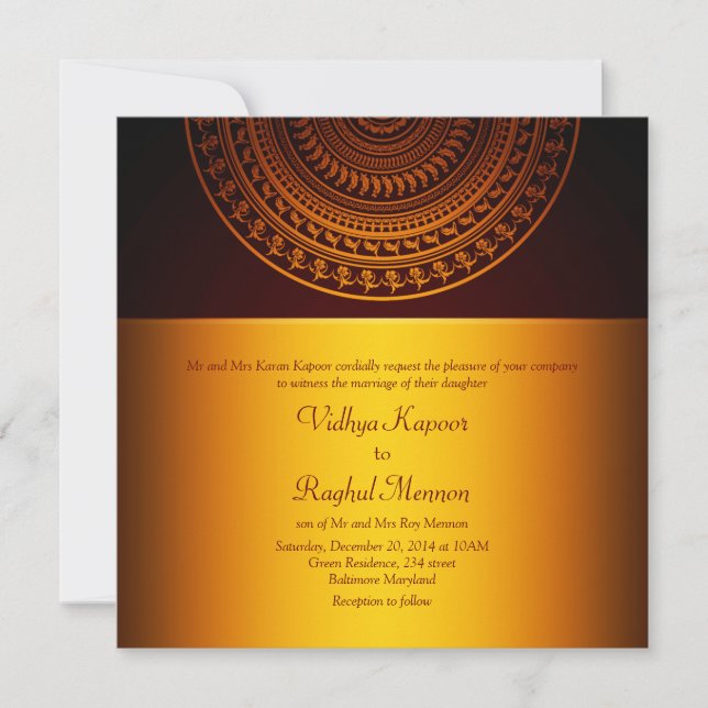 Elegant Classy Pattern Indian Wedding Invitation (Front)