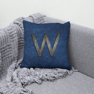 Elegant Classy Personalised Monogram Charcoal Navy Cushion