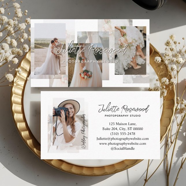 Elegant Classy Photographer Photo Gallery Collage Business Card (Elegant Classy Photographer Photo Gallery Collage Business Card)