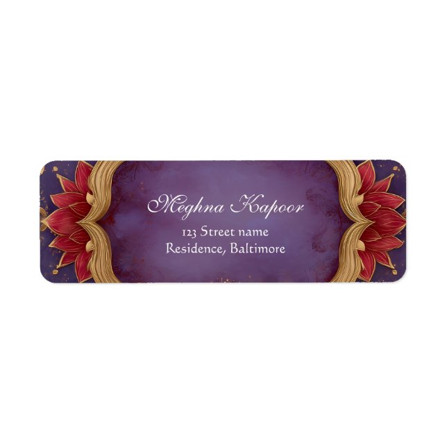 Elegant Classy Pink Lotus Indian Wedding Purple (Front)