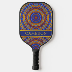 Elegant Classy Purple Gold Pattern Unique Stylish Pickleball Paddle
