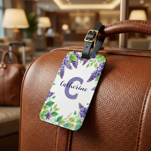 Elegant Classy Purple Lilacs with Green Leaves  Luggage Tag