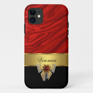 Elegant Classy Red Gold Black Silk Look Case-Mate iPhone Case