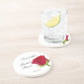 Elegant Classy Red Rose Bridal Shower  Coaster