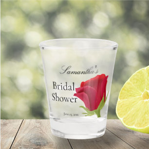 Elegant Classy Red Rose Bridal Shower Shot Glass