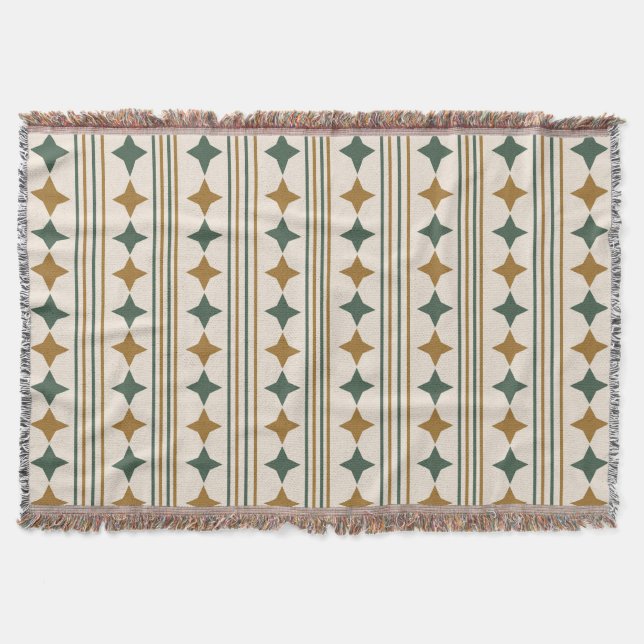 Elegant classy retro starbursts striped pattern throw blanket (Front)