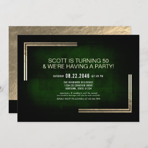 Elegant Classy Rich Green/Gold Birthday Party  Invitation