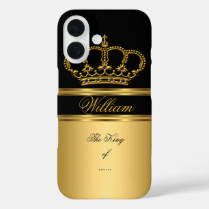 Elegant Classy Royal King Gold Black Crown 4b iPhone 16 Case