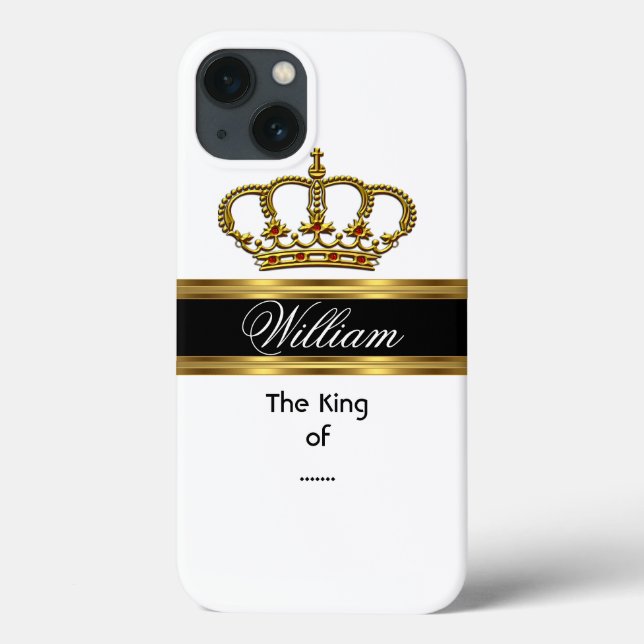 Elegant Classy Royal King Gold Black White Crown Case-Mate iPhone Case (Back)