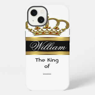 Elegant Classy Royal King Gold Black White Crown iPhone 13 Case