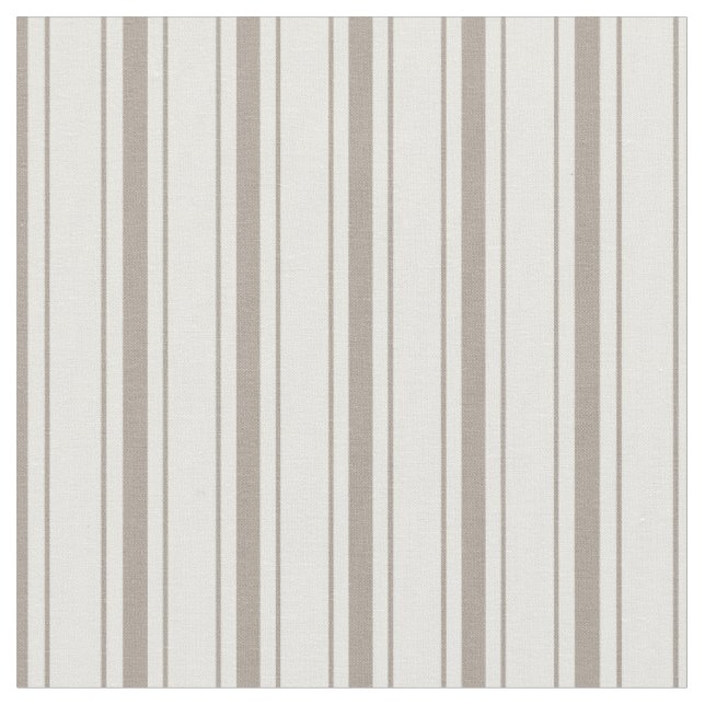 Elegant Classy Rustic Beige French Ticking Stripes Fabric (Close Up)