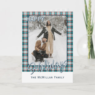 Elegant Classy Rustic Plaid Pattern Holiday Card
