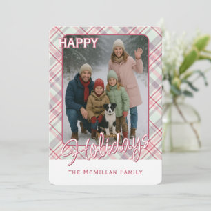 Elegant Classy Rustic Plaid Pattern Holiday Card