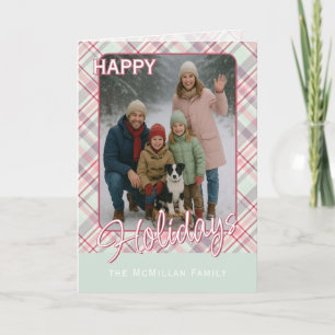 Elegant Classy Rustic Plaid Pattern Holiday Card