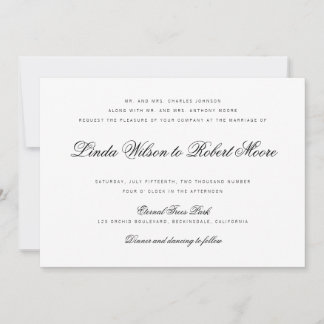 Elegant Classy Script Traditional Wedding Invitation