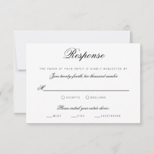Elegant Classy Script Traditional Wedding RSVP Invitation