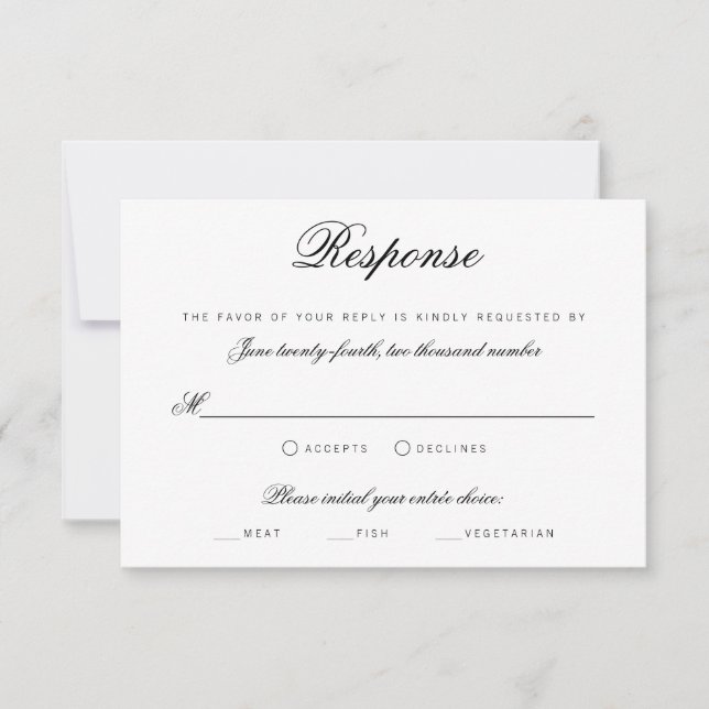 Elegant Classy Script Traditional Wedding RSVP Invitation (Front)