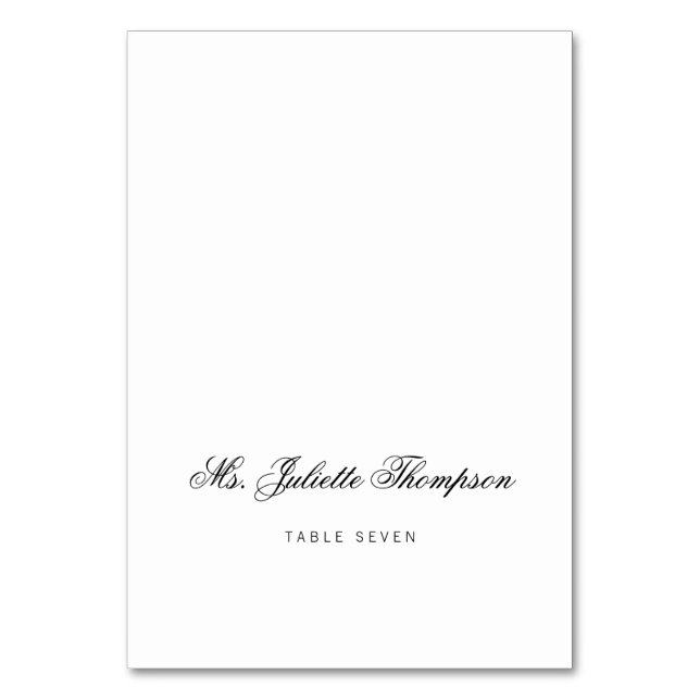 Elegant Classy Script Vintage Wedding Place Card (Front)