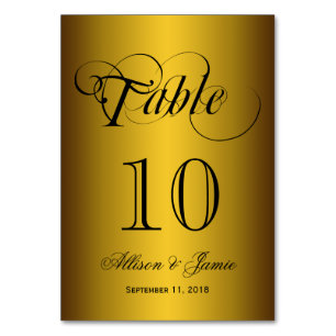Elegant Classy Sheen Gold Wedding Table Number