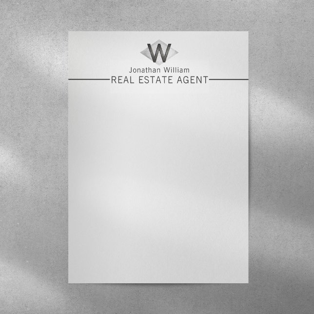  Elegant Classy Silver Black Personalised Monogram Custom Letterhead (Creator Uploaded)