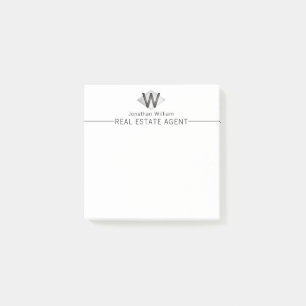  Elegant Classy Silver Black Personalised Monogram Post-it Notes