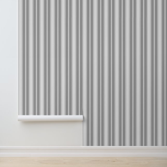 Elegant Classy Silver Grey Stripes Wallpaper (Application)