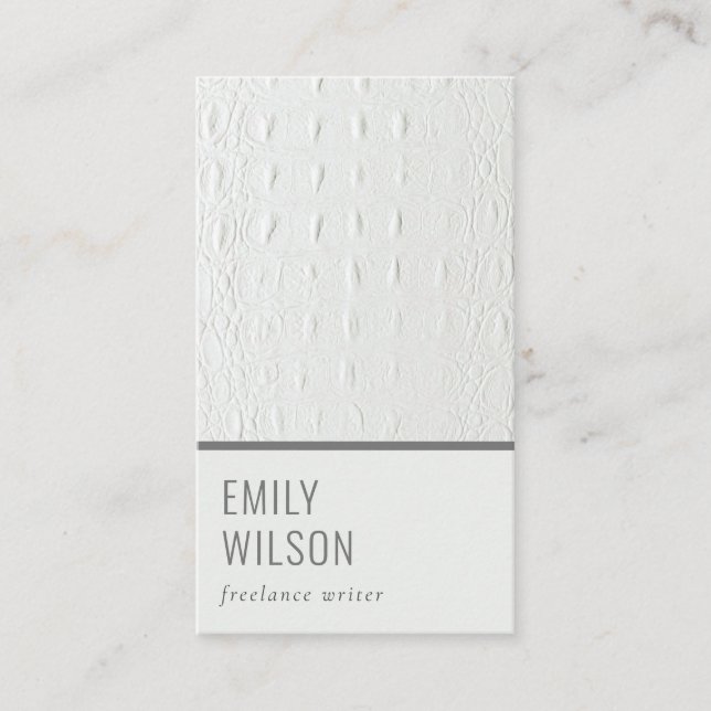 Elegant Classy Simple Ivory White Leather Texture Business Card (Front)