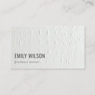 Elegant Classy Simple Ivory White Leather Texture Business Card