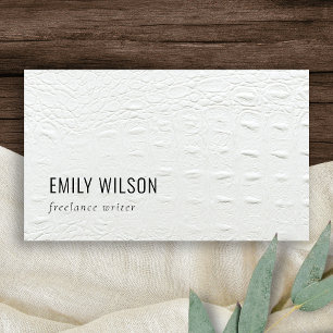 Elegant Classy Simple Ivory White Leather Texture  Business Card
