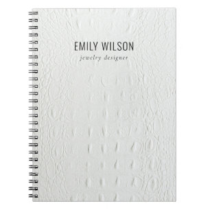 Elegant Classy Simple Ivory White Leather Texture Notebook