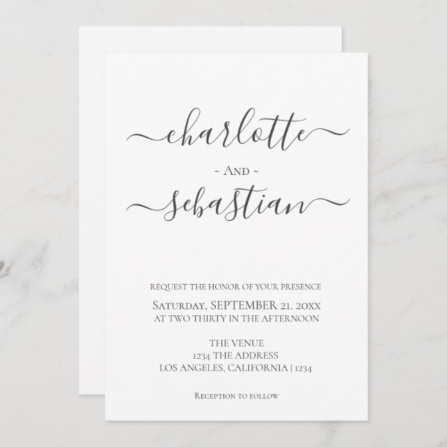 Elegant Classy Simple Typography Style Wedding Invitation (Front/Back)