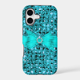 Elegant Classy Teal Blue silver Glitter Look