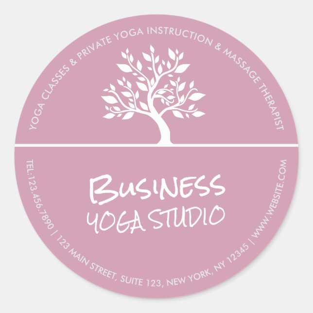 Elegant Classy Tree Yoga Meditation Instructor Classic Round Sticker (Front)