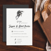 Elegant Classy Watercolor Horse Equestrian Wedding