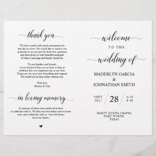 Elegant Classy Wedding Ceremony Foldable Program