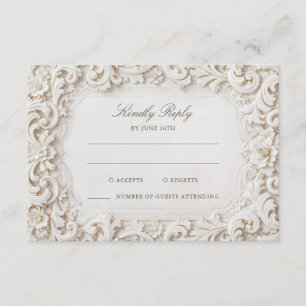 Elegant Classy White Baroque Frame RSVP Enclosure Card