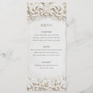 Elegant Classy White Baroque Frame Wedding Menu