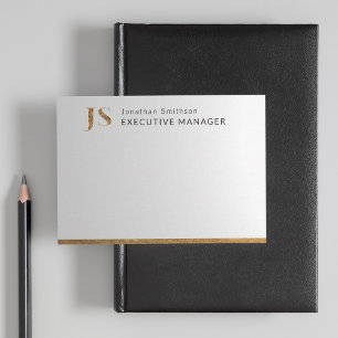 Elegant Classy White & Gold Personalised Monogram  Card