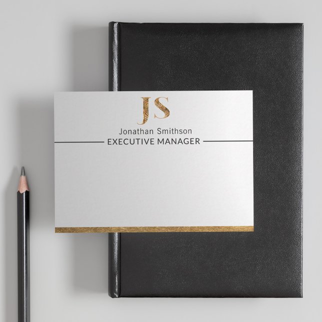 Elegant Classy White & Gold Personalised Monogram  Card (Creator Uploaded)