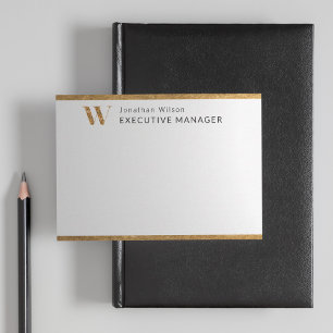 Elegant Classy White & Gold Personalised Monogram  Card