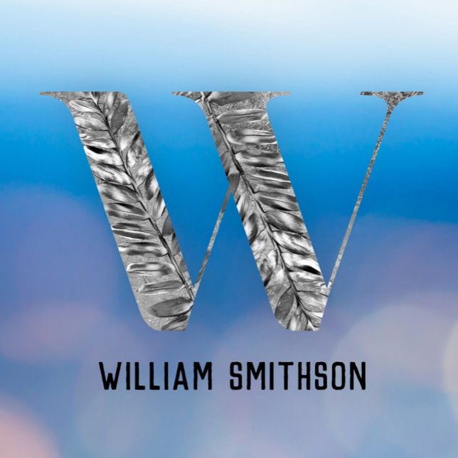  Elegant Classy White Silver Personalised Monogram (Creator Uploaded)