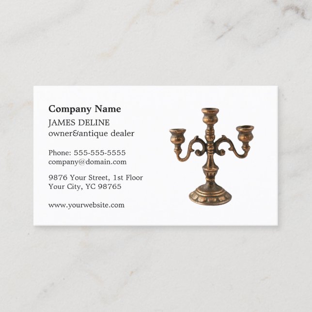 Elegant Clean Antique Dealer Business Card (Front)