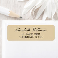 Elegant Clean Beige Gold Simple Script Address